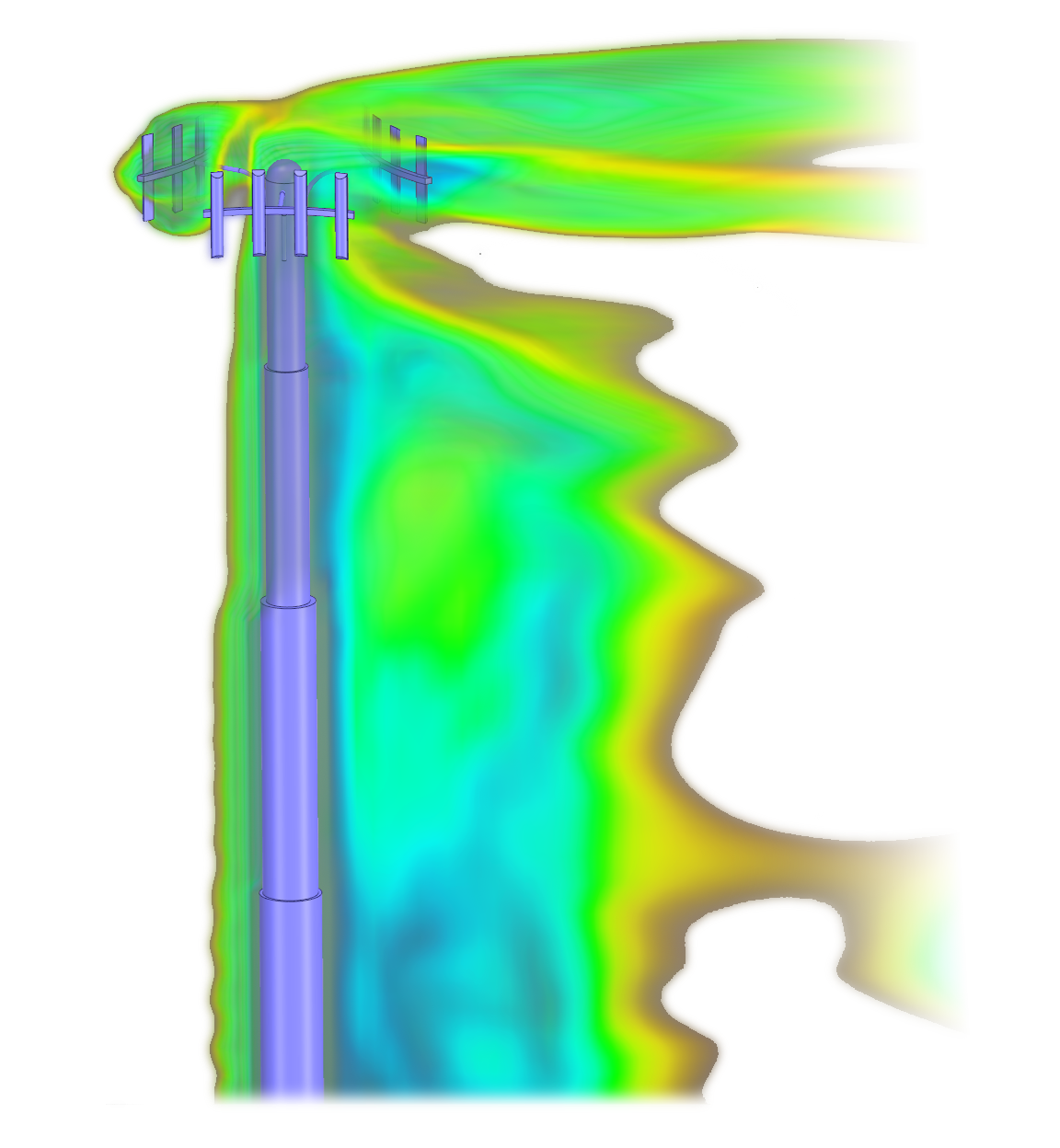 ANSYS Discovery Live cell cellular tower air fluid flow simulation